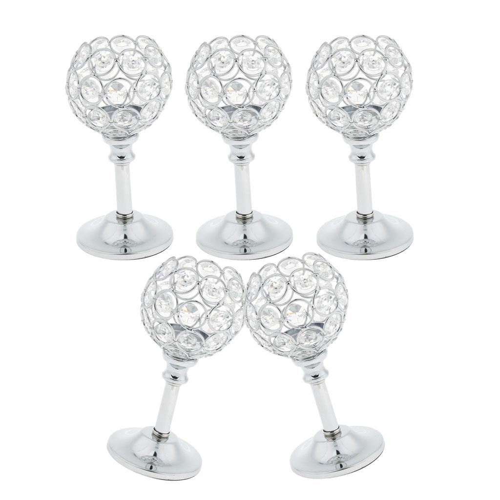 5xMosaic Crystal Candle Holder Tea Light Stand Candelabra Silver - S