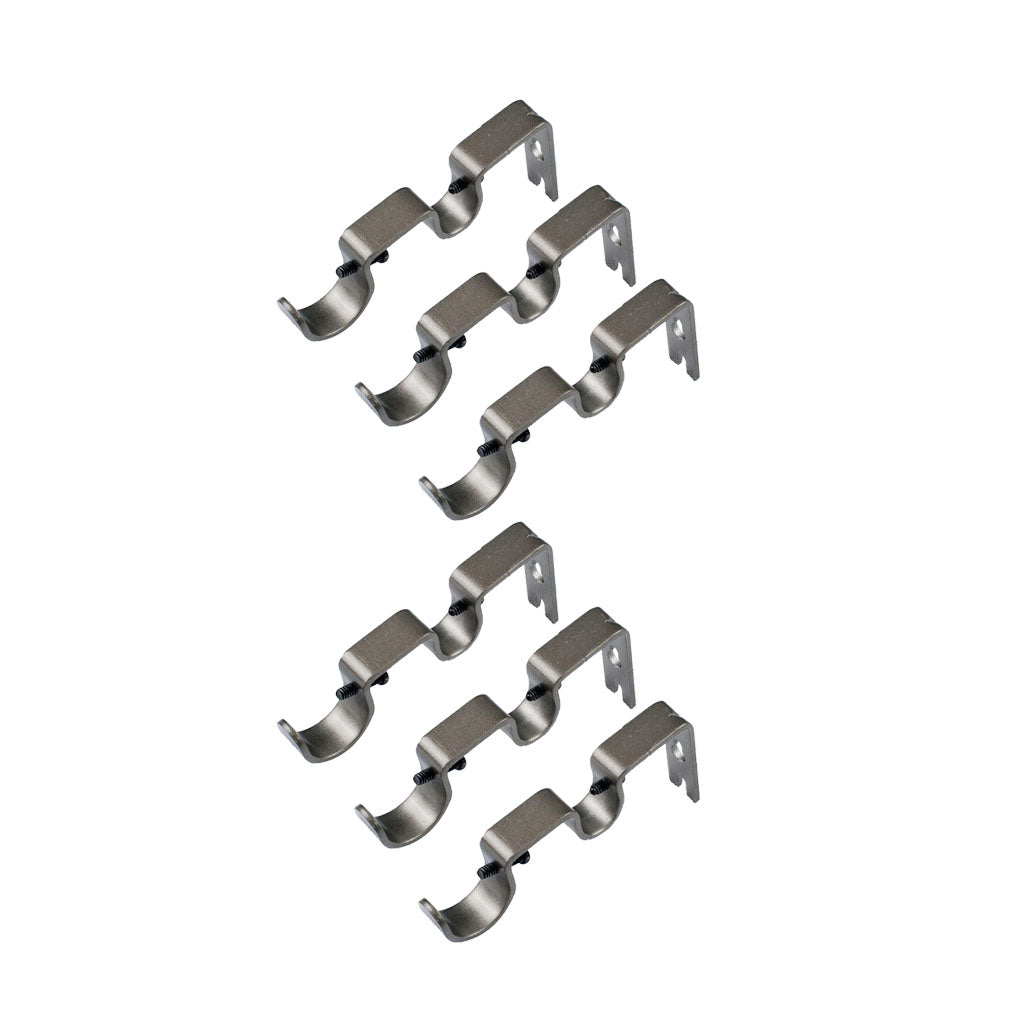 6Pcs Adjustable Metal Curtain Pole Rod Wall Bracket Holder Gray