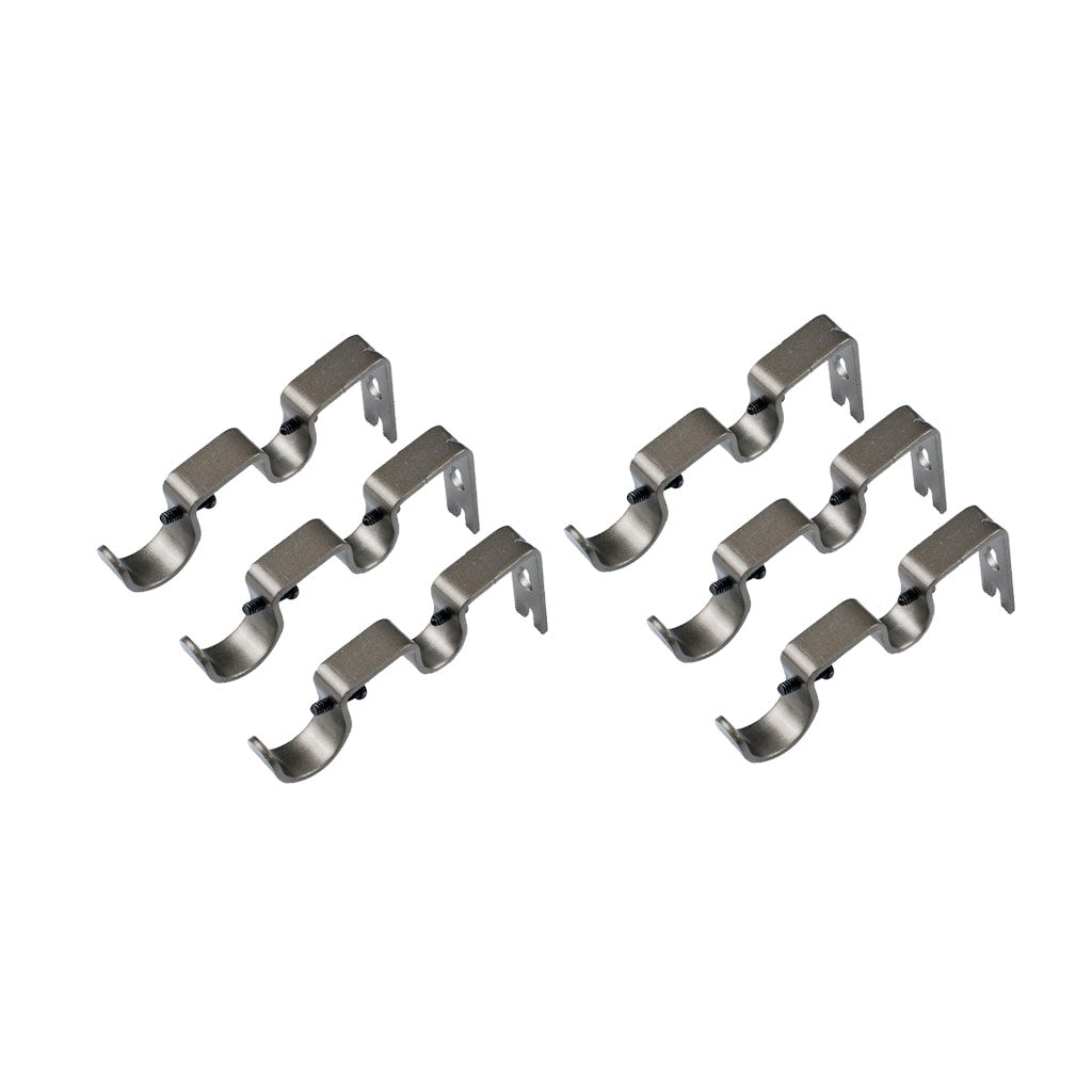 6Pcs Adjustable Metal Curtain Pole Rod Wall Bracket Holder Gray
