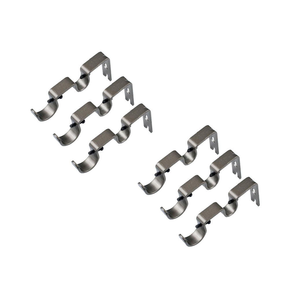 6Pcs Adjustable Metal Curtain Pole Rod Wall Bracket Holder Gray