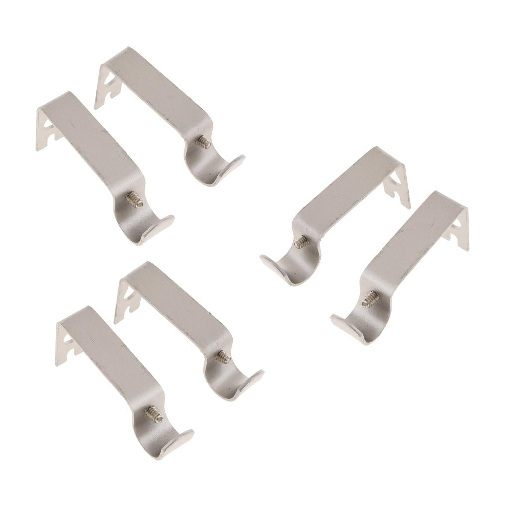 6Pcs Adjustable Metal Curtain Pole Rod Wall Bracket Hook Holder Silver