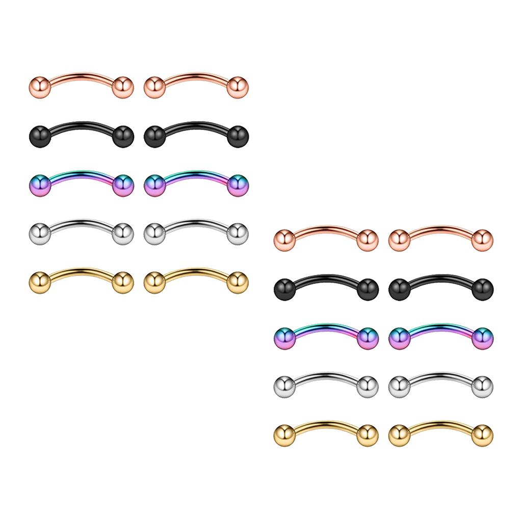 20 Piece Color Assorted 16G Stainless Steel Eyebrow Ear Lip Navel Ring