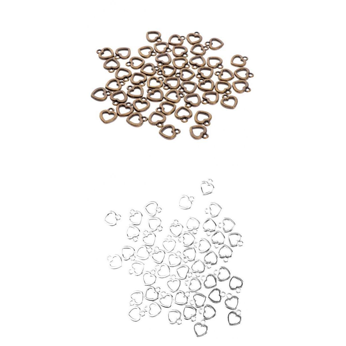 100 Pieces Hollow Mini Heart Charms DIY Crafts Necklace Earring Findings