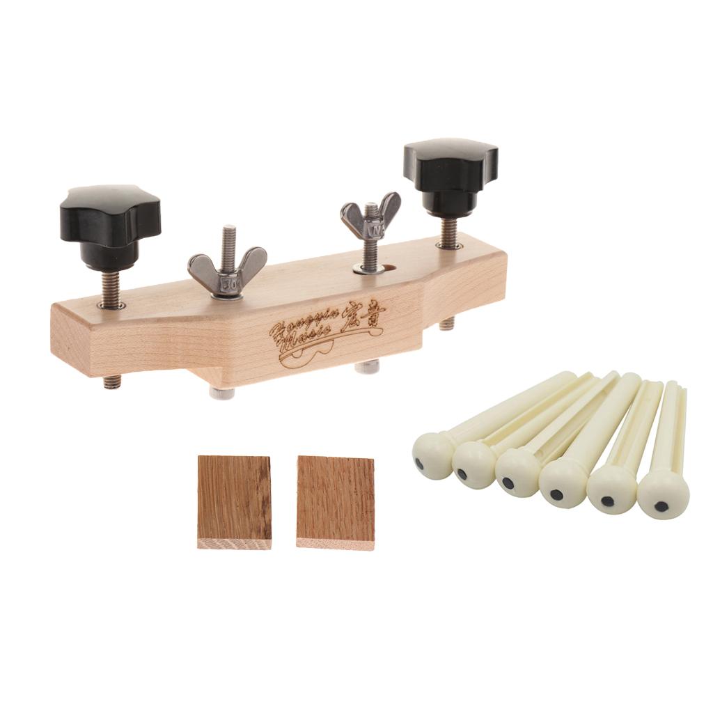 6 Pieces Bridge Pins with Guitar Bridge Clamp Set for Acoustic Guitar Parts