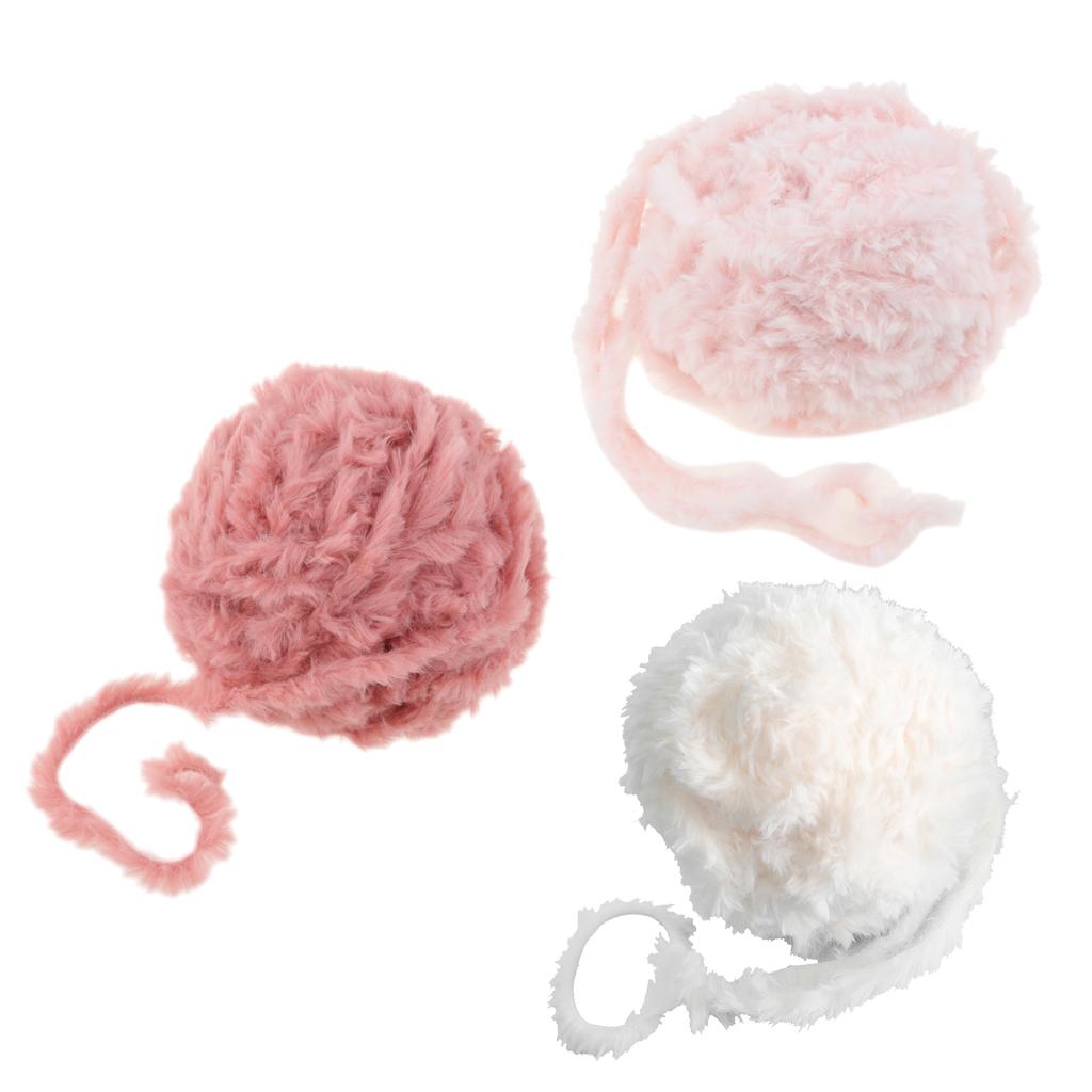 3 Pieces 32 Meters Soft Faux Fur Yarn for Crocheting Knitting