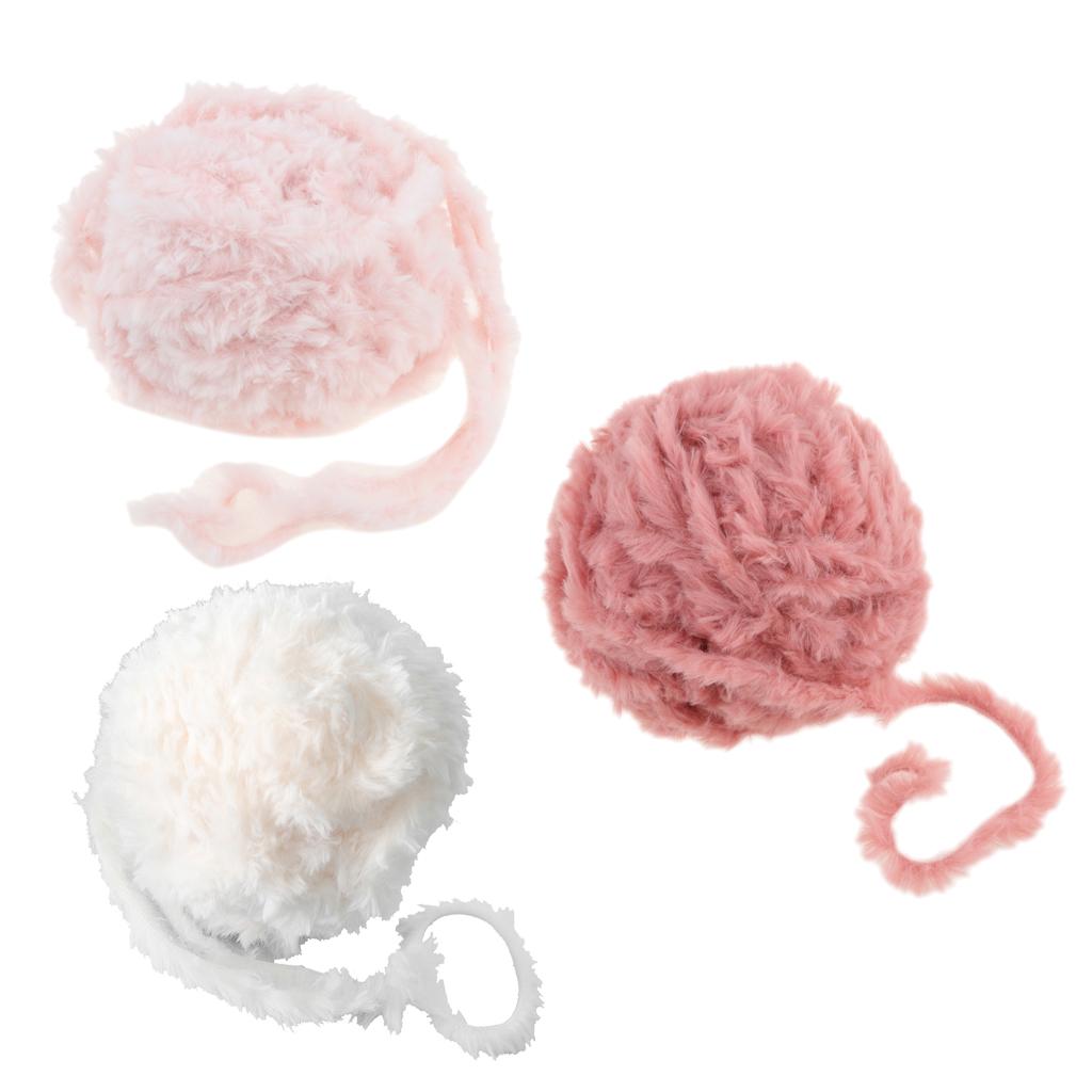 3 Pieces 32 Meters Soft Faux Fur Yarn for Crocheting Knitting