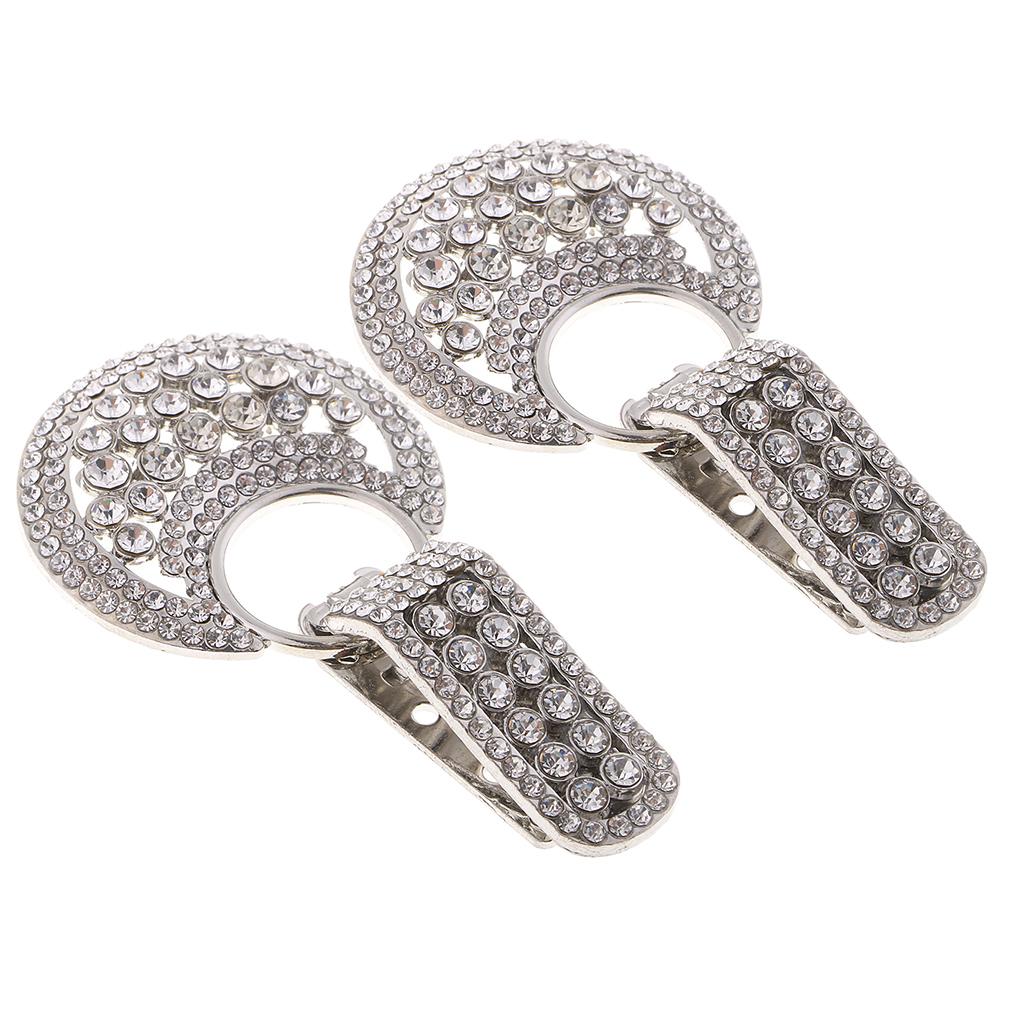 2pcs Rhinestone Button Duck-mouth Buckle Fastener for Clothing Decor Silver