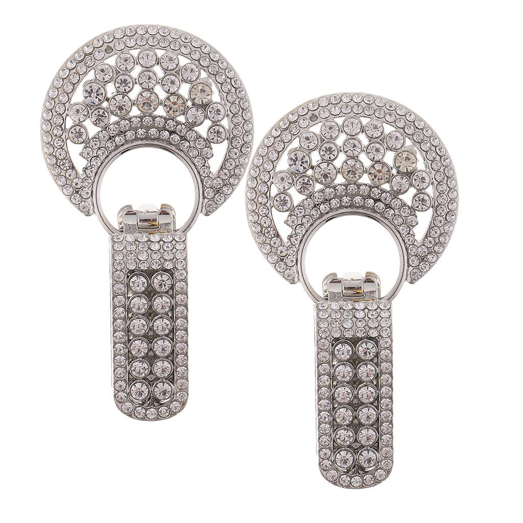 2pcs Rhinestone Button Duck-mouth Buckle Fastener for Clothing Decor Silver