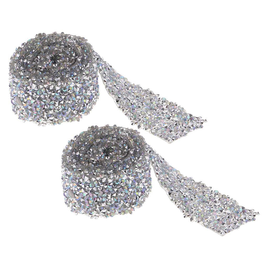 2pcs 1 Yard 30mm Rhinestone Applique Iron on Trim Wedding Belt Sash Dress
