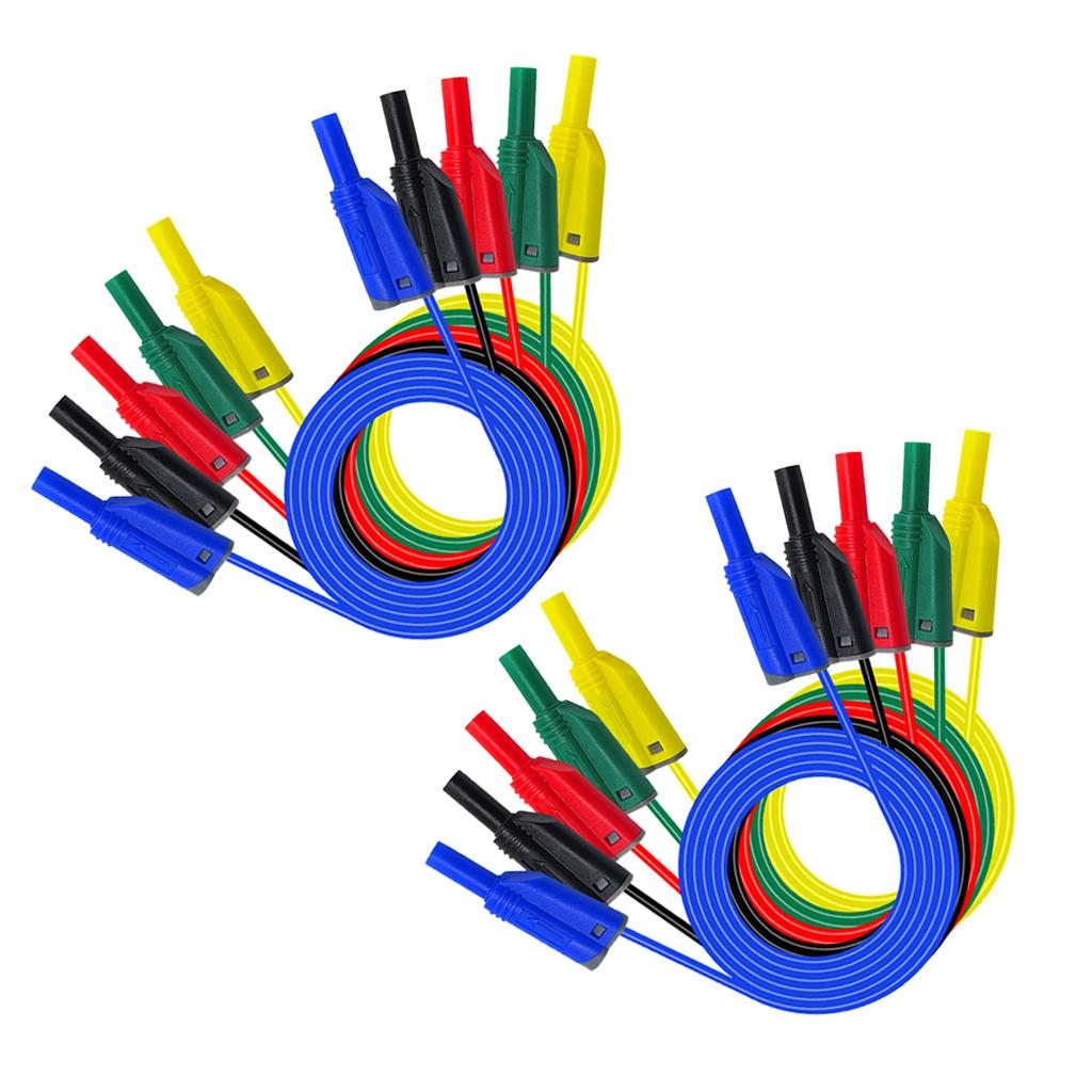 10X Stackable 4mm Banana to Banana Plug Socket Test Lead 14awg Silicone Wire