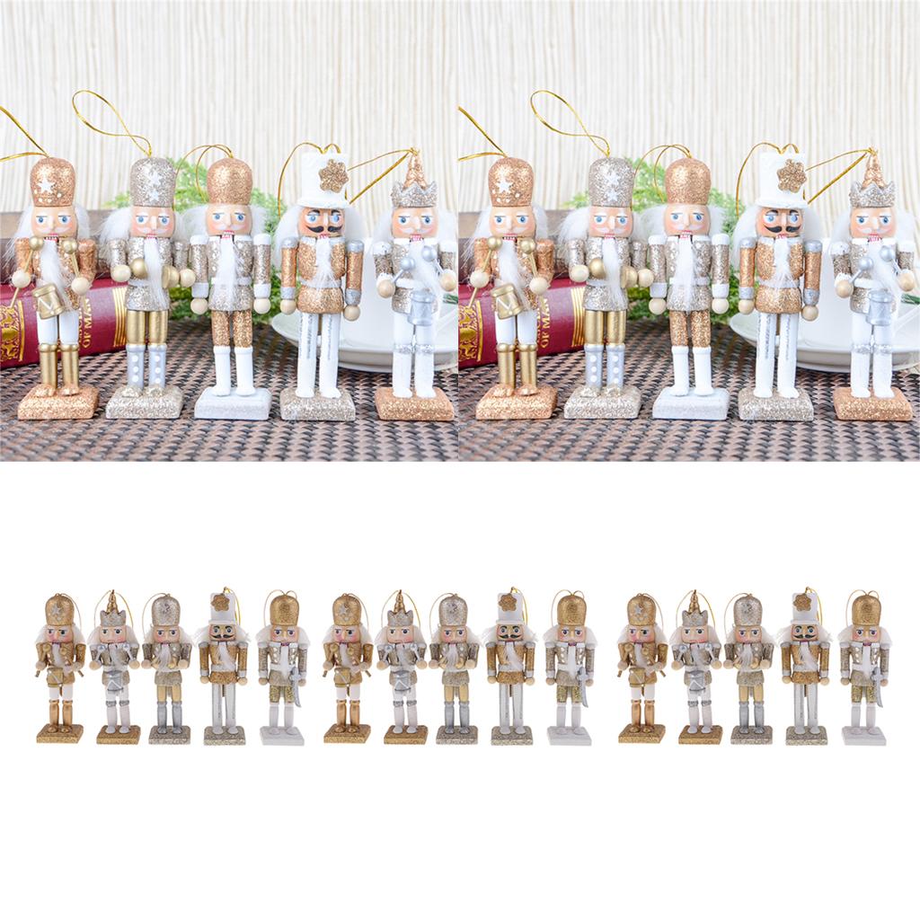 15 Pieces 12cm Wooden Nutcracker Solider Figure Model Puppet Doll Home Decor