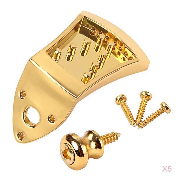 1 Pack Triangle 8 Strings Mandolin Tailpiece with Strap Buttons Screws