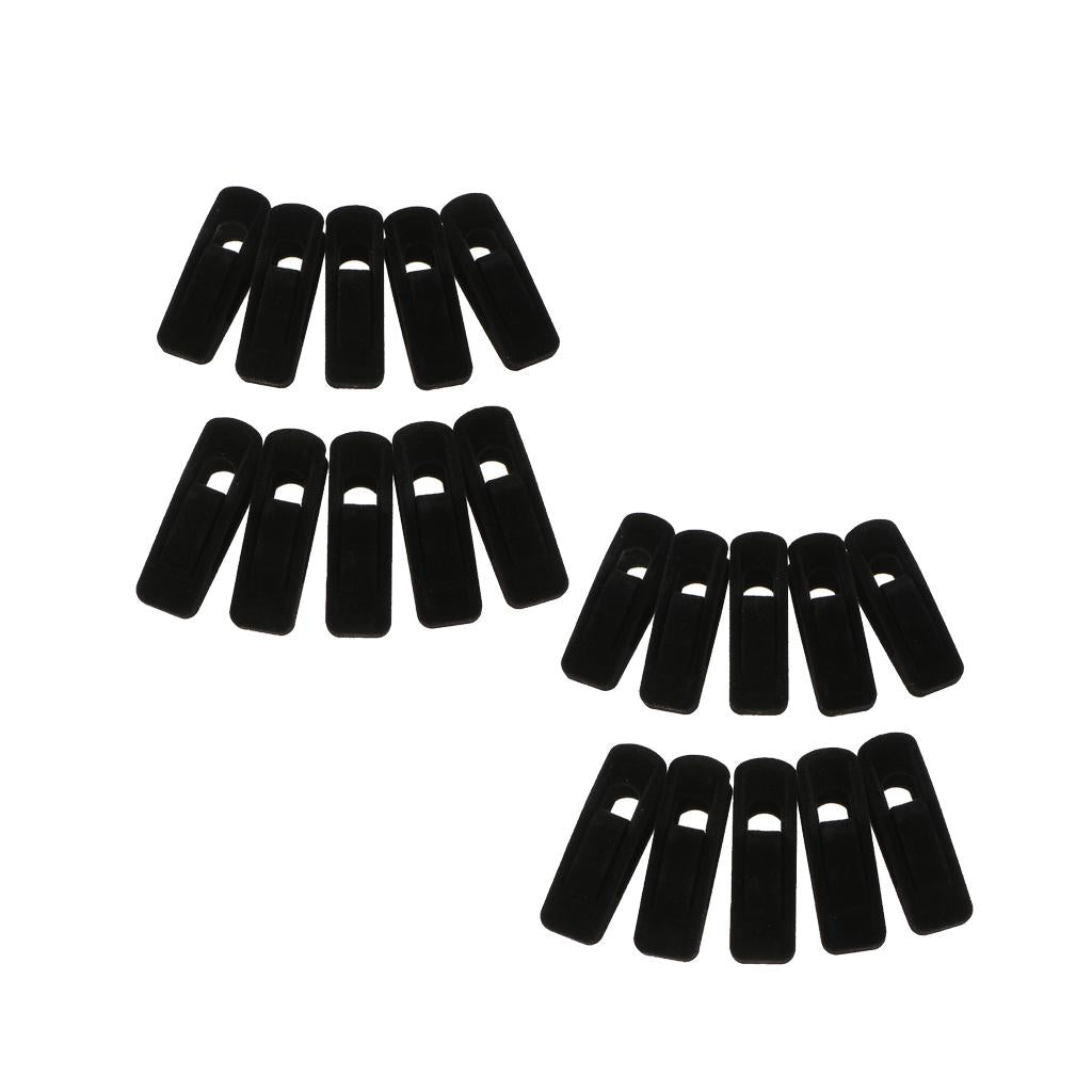 20pcs Flocked Clothes Velvet Clips/Clothespins/Clothing Clamps Black