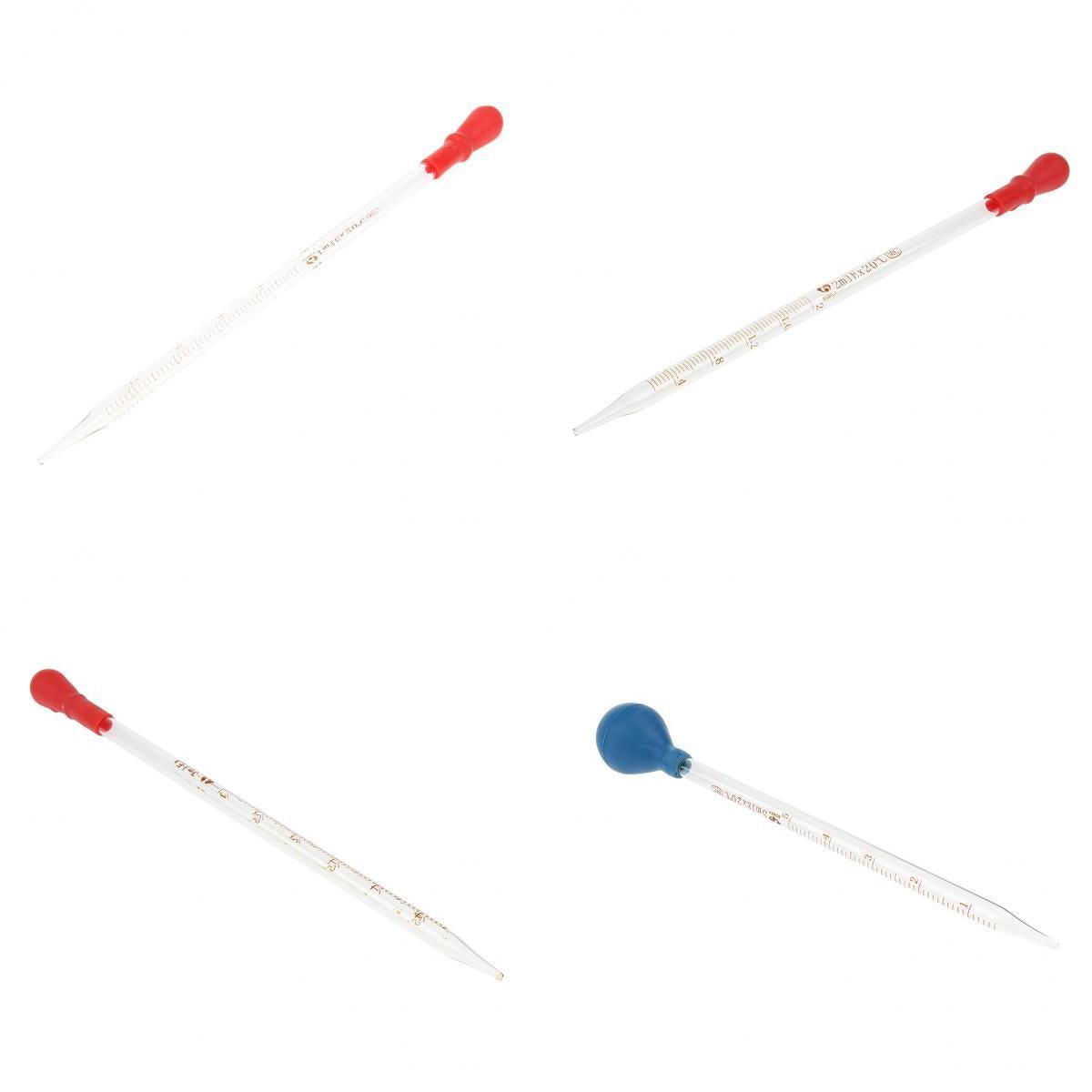 4 Pieces Glass Graduated Pipette Rubber Cap Lab Chemistry Dropper Dispensing
