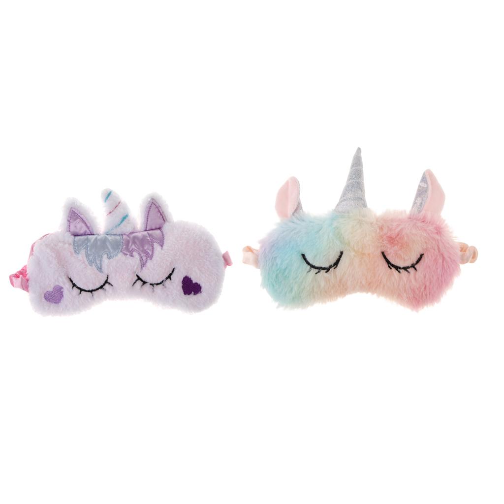 2/pack Rainbow Unicorn Plush Sleep Masks Eye Shade Cover Travel Blindfold