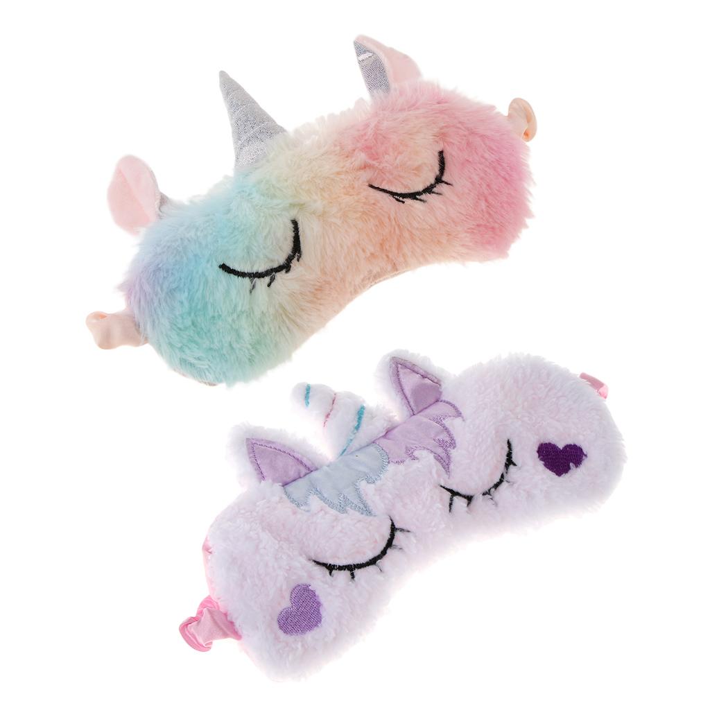 2/pack Rainbow Unicorn Plush Sleep Masks Eye Shade Cover Travel Blindfold