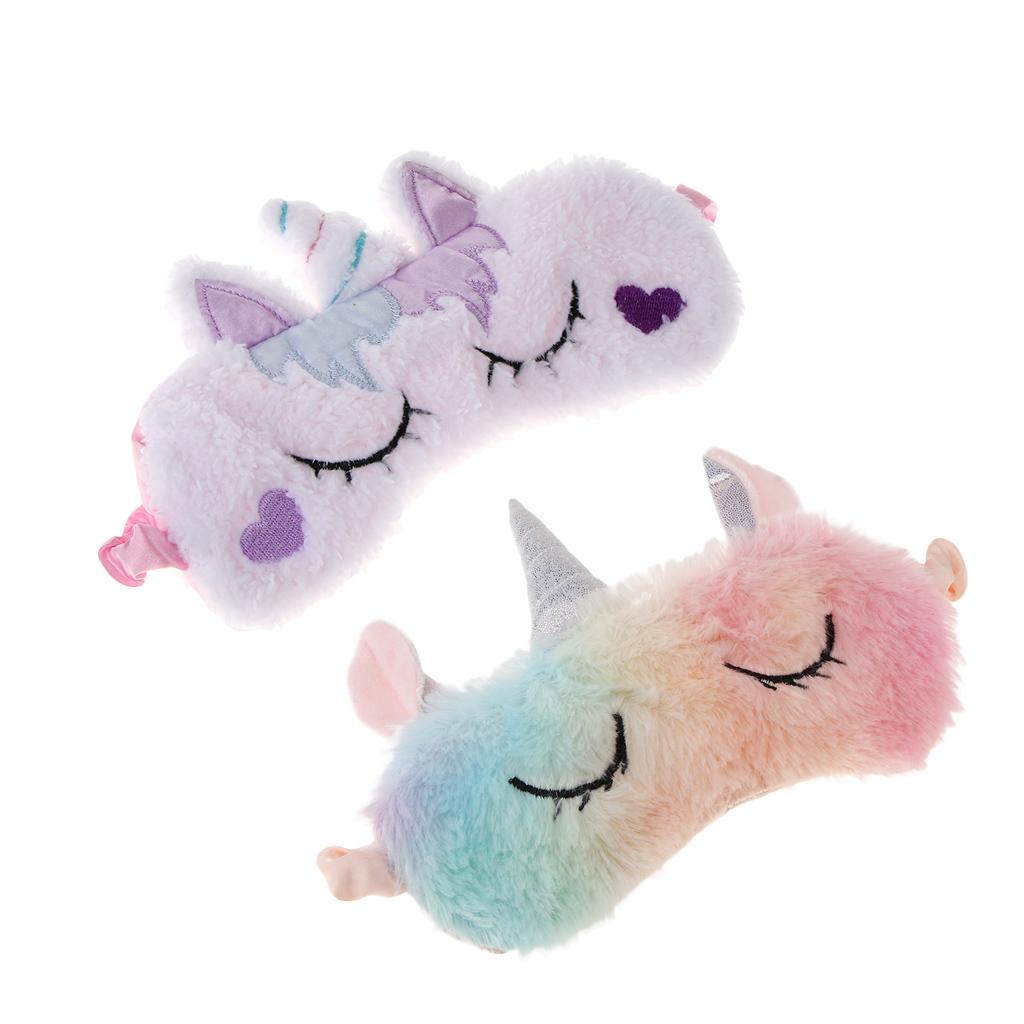 2/pack Rainbow Unicorn Plush Sleep Masks Eye Shade Cover Travel Blindfold
