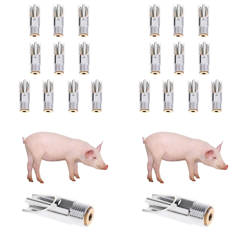 20 Pcs Metal Automatic Pig Nipple Water Drinker Feeder Waterer
