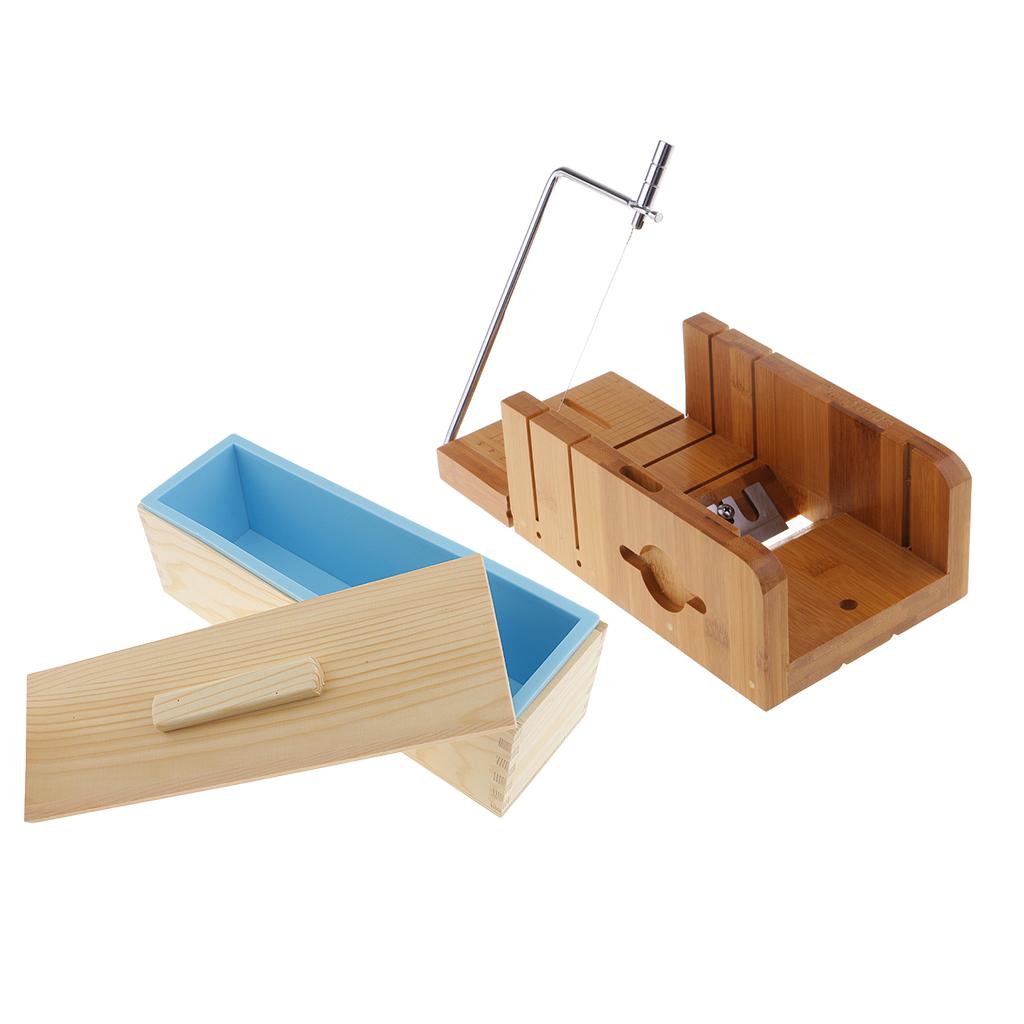 2pcs Wooden Soap Cutter with Beveler Wire Slicer Soap Making Mould with Lid