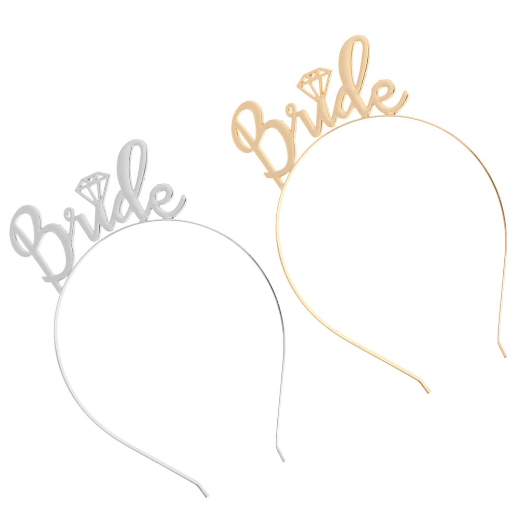 2pcs Bride Tiara Bride To Be Bridesmaid Shower Hen Party Crown Headband