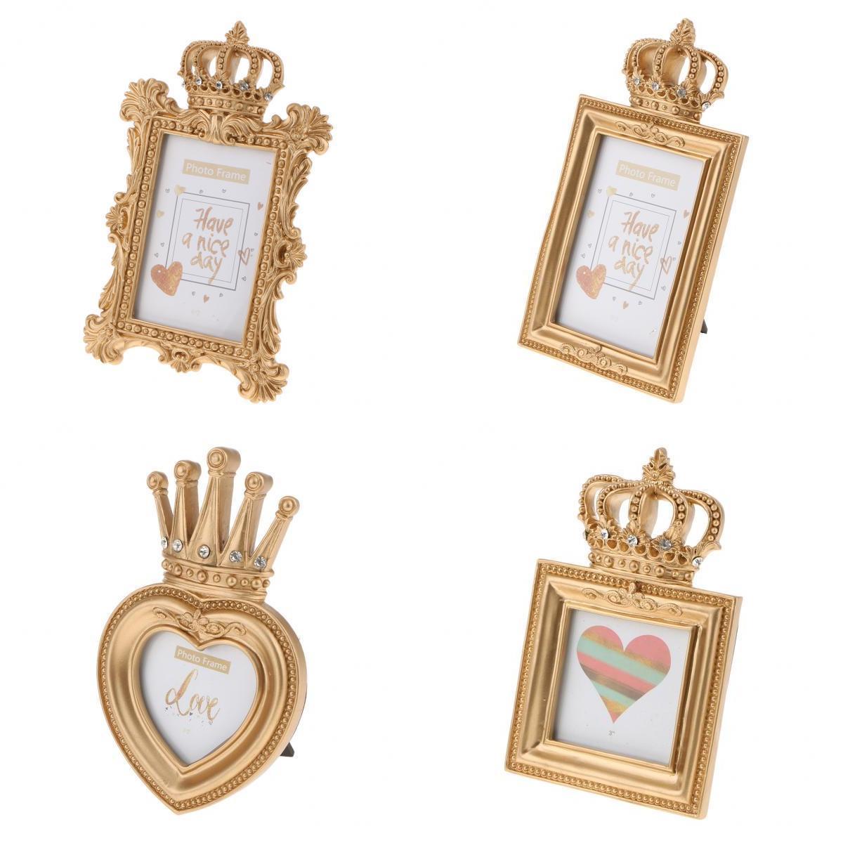 4 Style Gold Crown Resin Photo Frame Baroque Luxury Style Decor