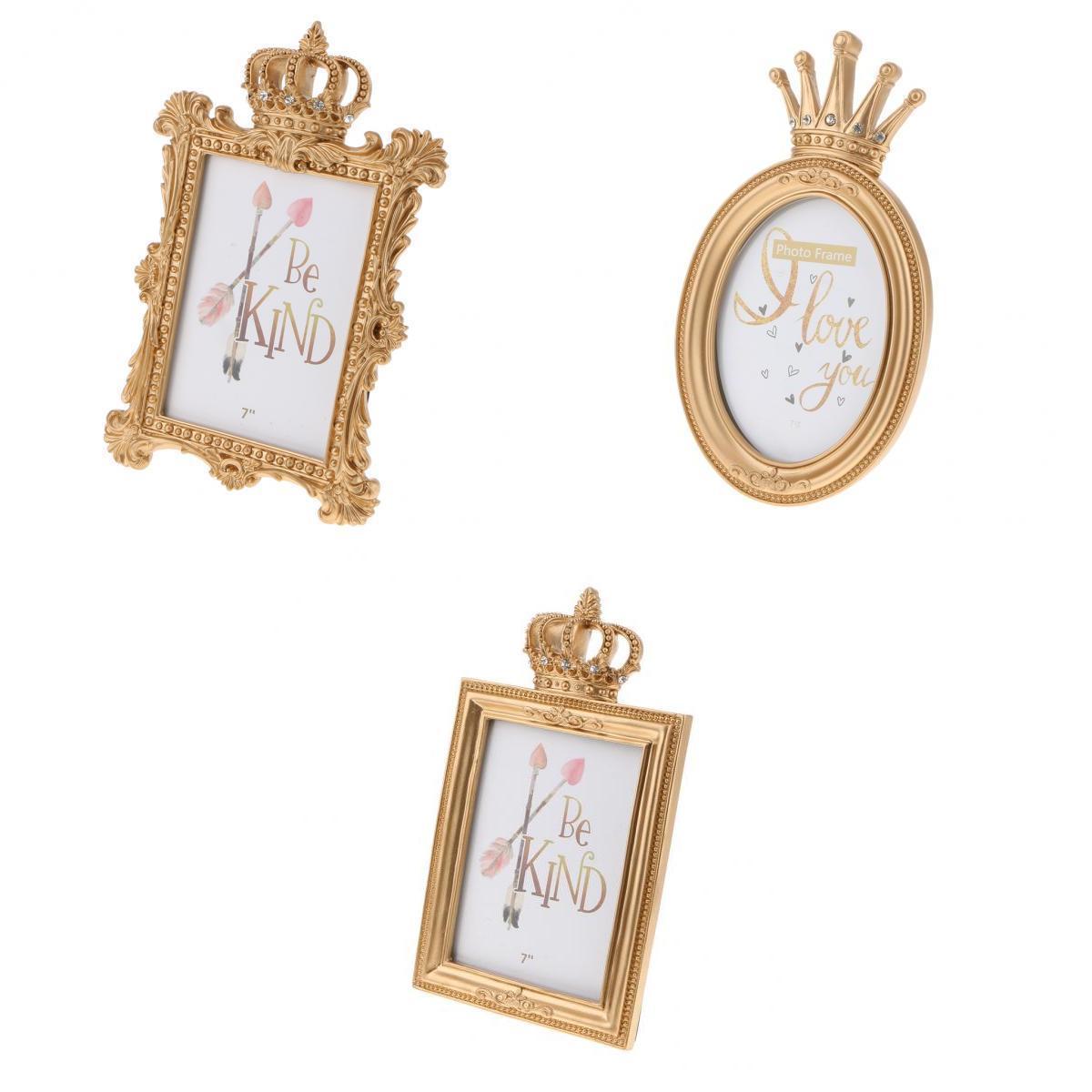 3 Style Gold Crown Resin Photo Frame Baroque Luxury Style Decor