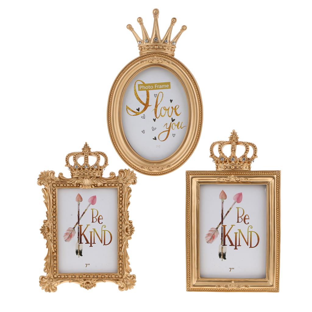 3 Style Gold Crown Resin Photo Frame Baroque Luxury Style Decor