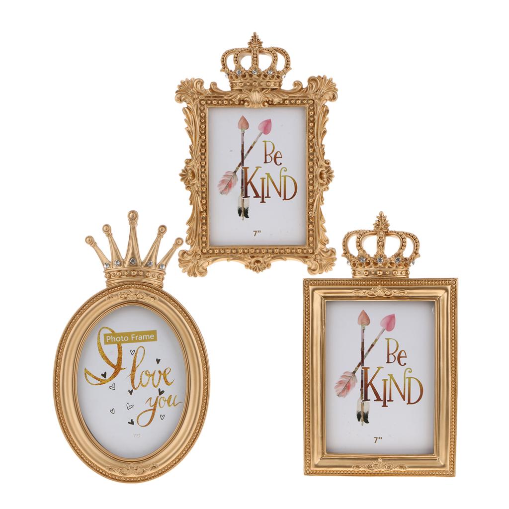 3 Style Gold Crown Resin Photo Frame Baroque Luxury Style Decor