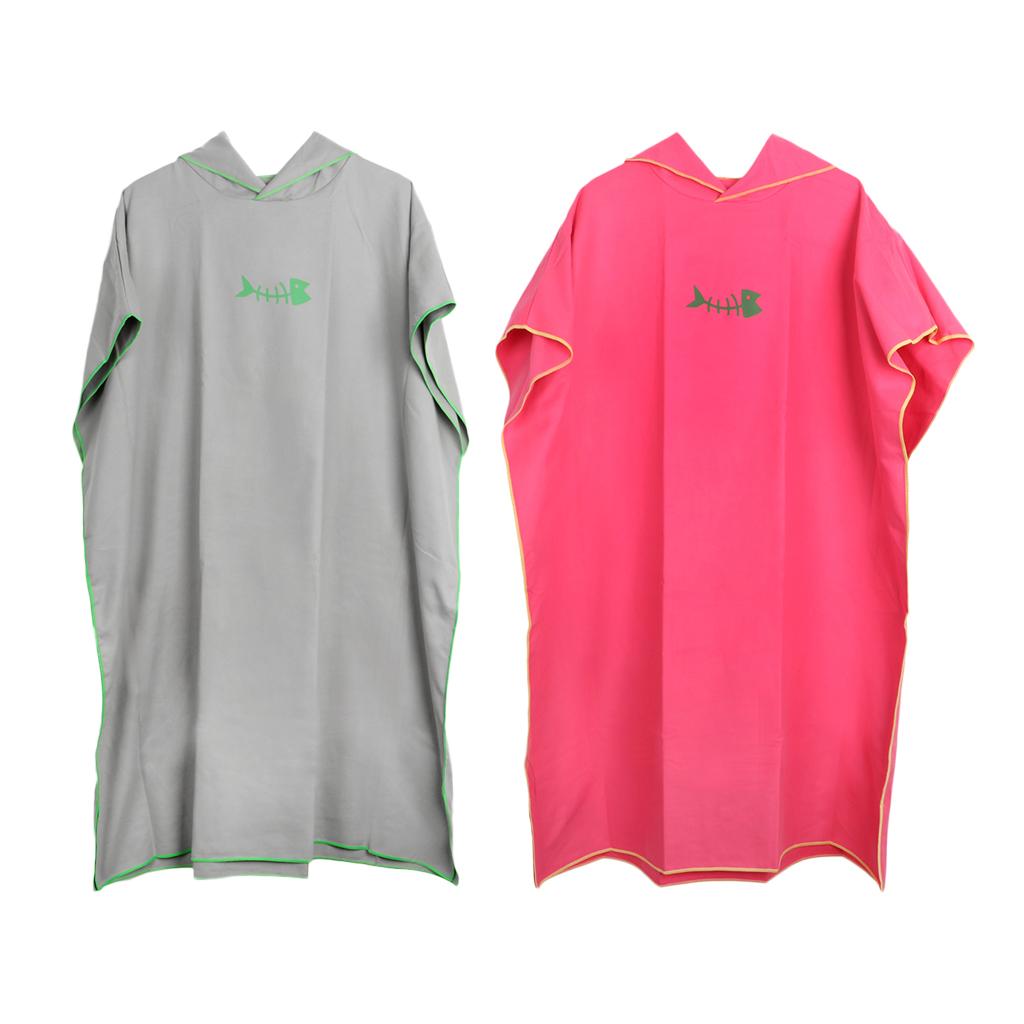 2pcs Beach Bath Surf Poncho Robe With Hood Wetsuit Changing Towel Bathrobe