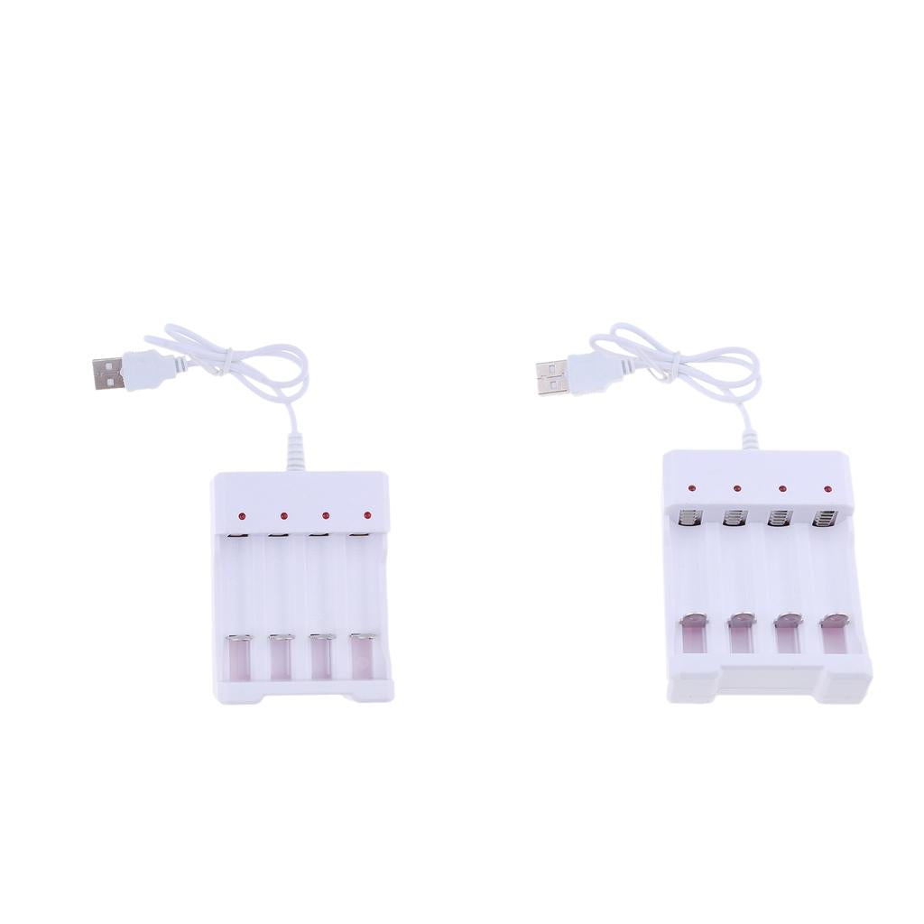 2x Protable 4 Slots AA AAA Rechargeable Battery Charger USB Power
