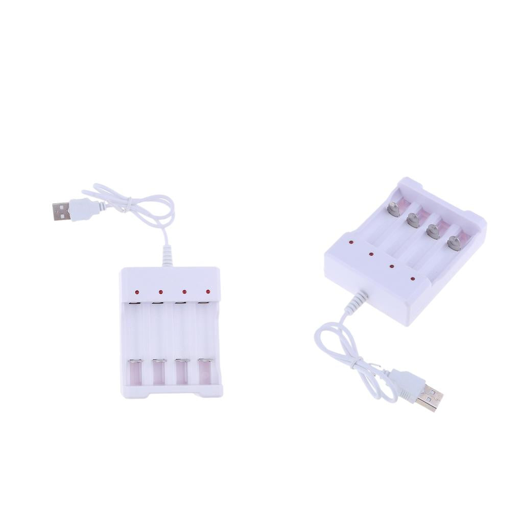 2x Protable 4 Slots AA AAA Rechargeable Battery Charger USB Power