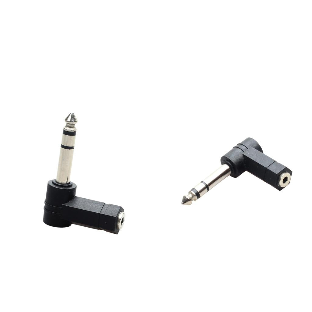 2x 3.5mm Stereo Female to 6.35mm 1/4inch Male Right Angl Audio Adapter