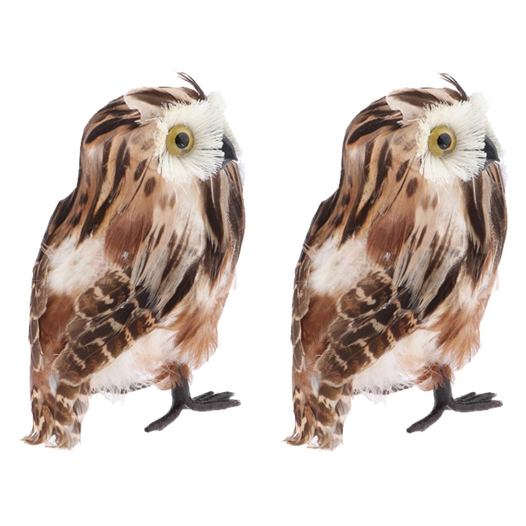 2Pcs Artificial Realistic Owl Figure Home Outdoor Garden Office Desk Decor