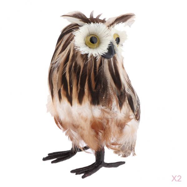 2Pcs Artificial Realistic Owl Figure Home Outdoor Garden Office Desk Decor