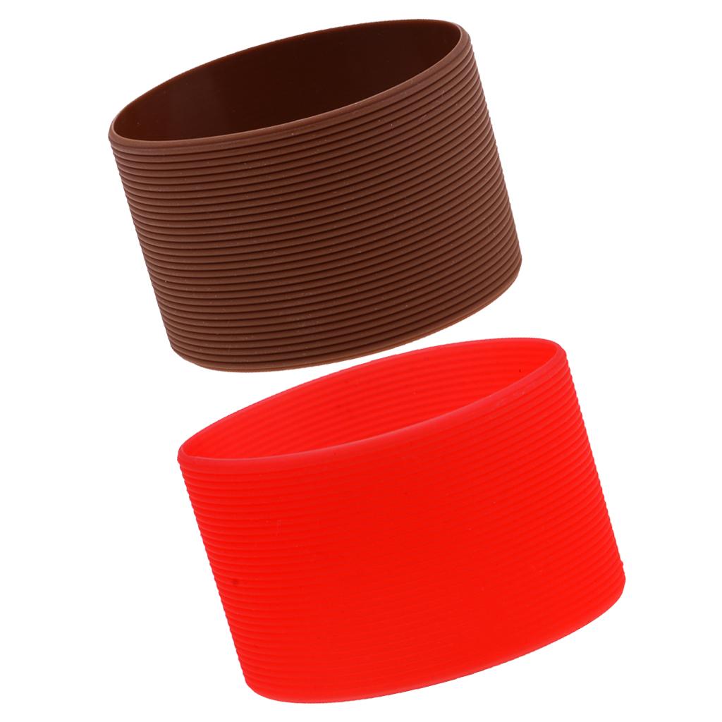 2PCS Outdoor Silicone Round Non-slip Water Bottle Mug Cup Sleeve Cover