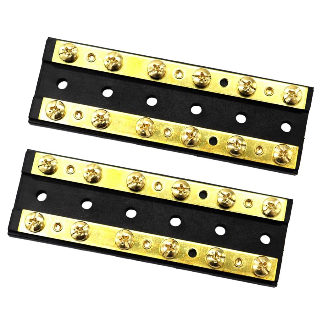 2pcs Boat Marine Terminal Block Brass Bus Bar (6P) Power Distribution Block