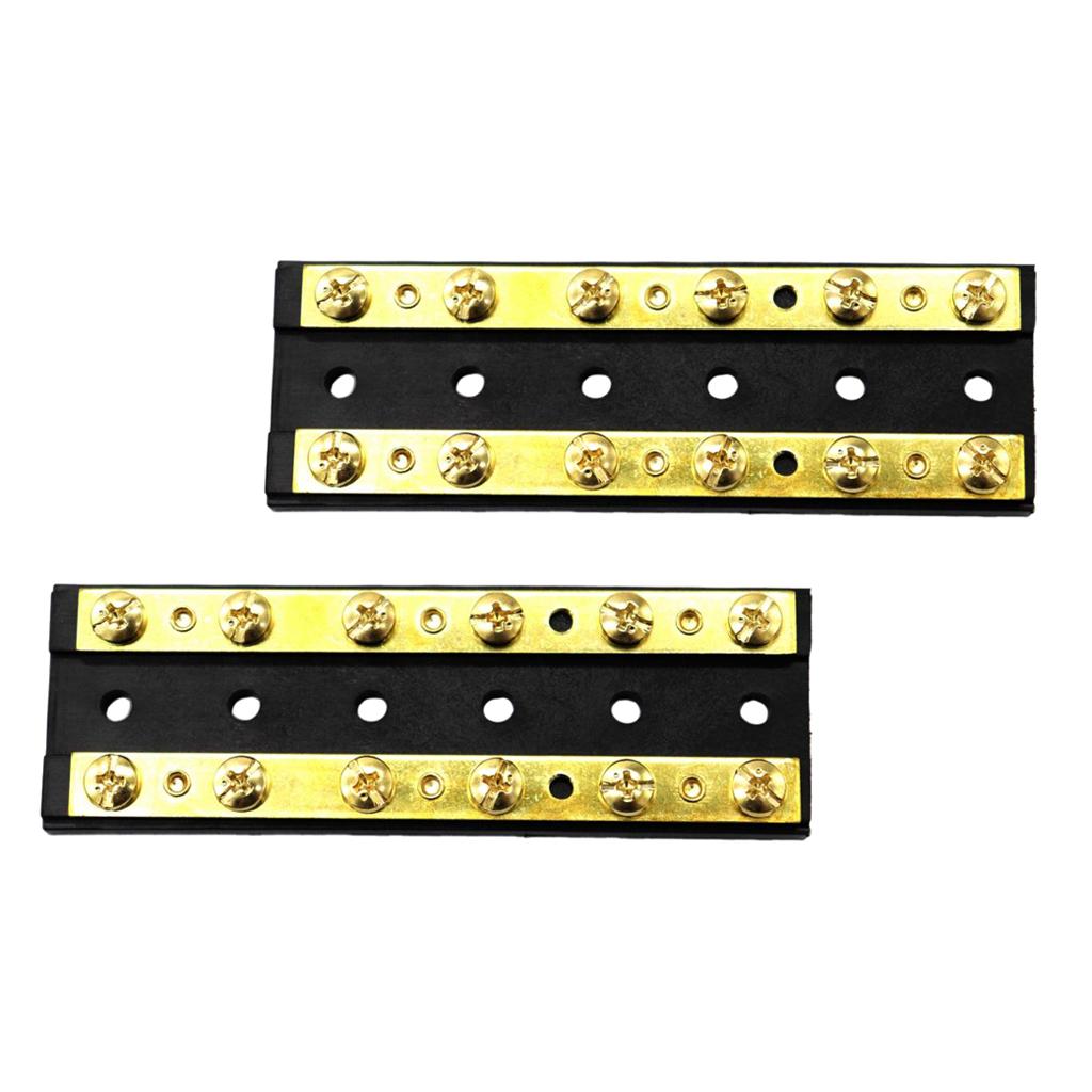 2pcs Boat Marine Terminal Block Brass Bus Bar (6P) Power Distribution Block