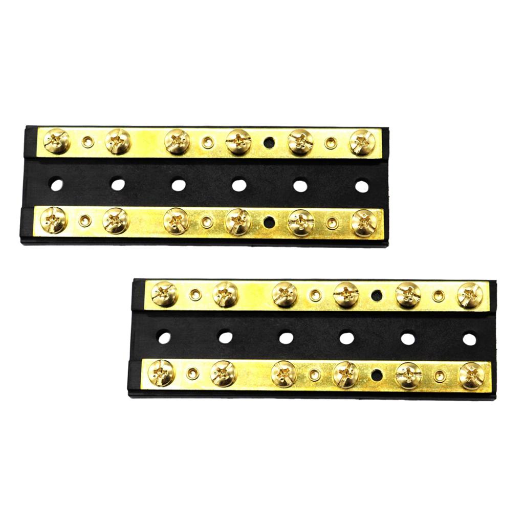 2pcs Boat Marine Terminal Block Brass Bus Bar (6P) Power Distribution Block