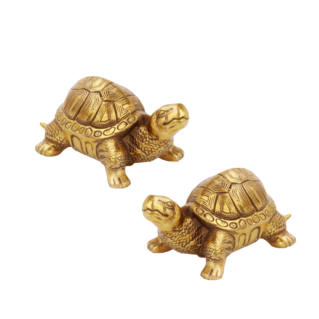 2xTraditional Chinese Feng Shui Lucky Money Blessed Mascot Figurines Turtle