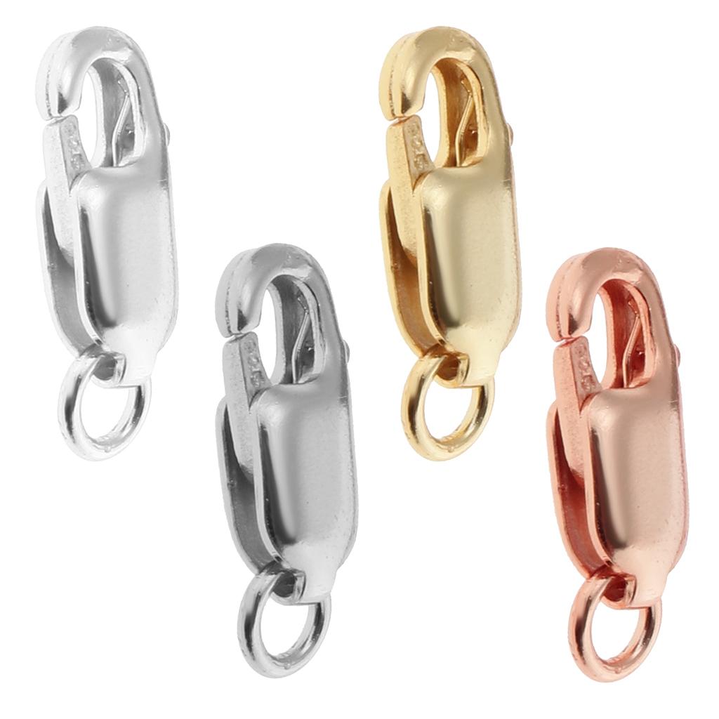 4 Pieces 925 Sterling Metal Lobster Clasp Split Ring Jewelry Keychain DIY