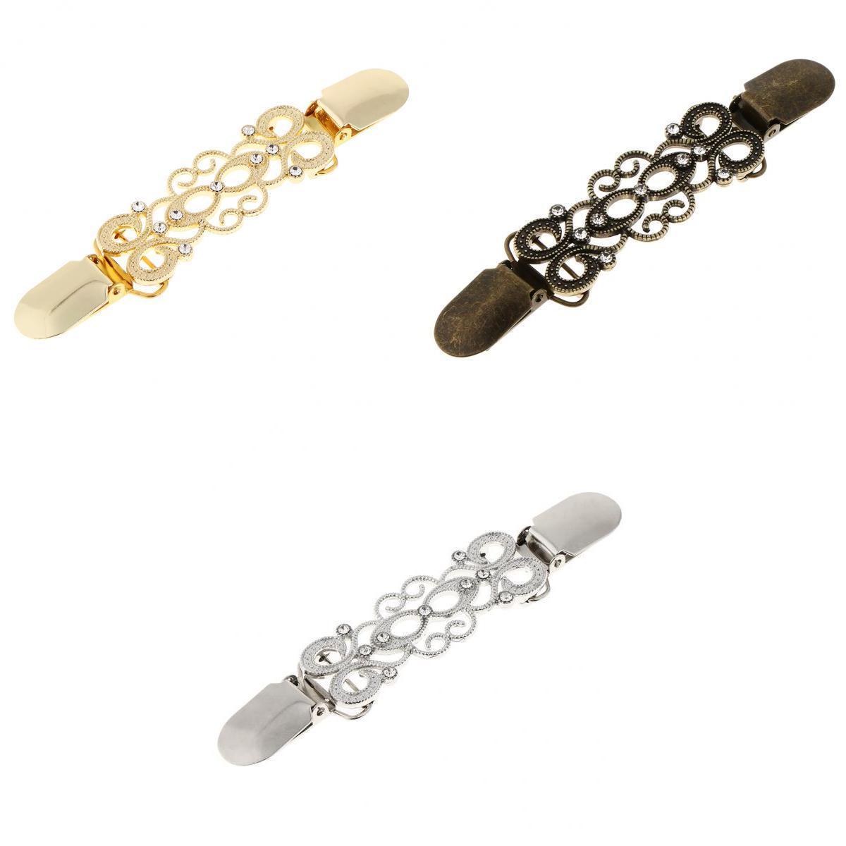 3pcs Retro Women Shawl Cardigan Sweater Duck Mouth Clip Shirt Collar Clasps