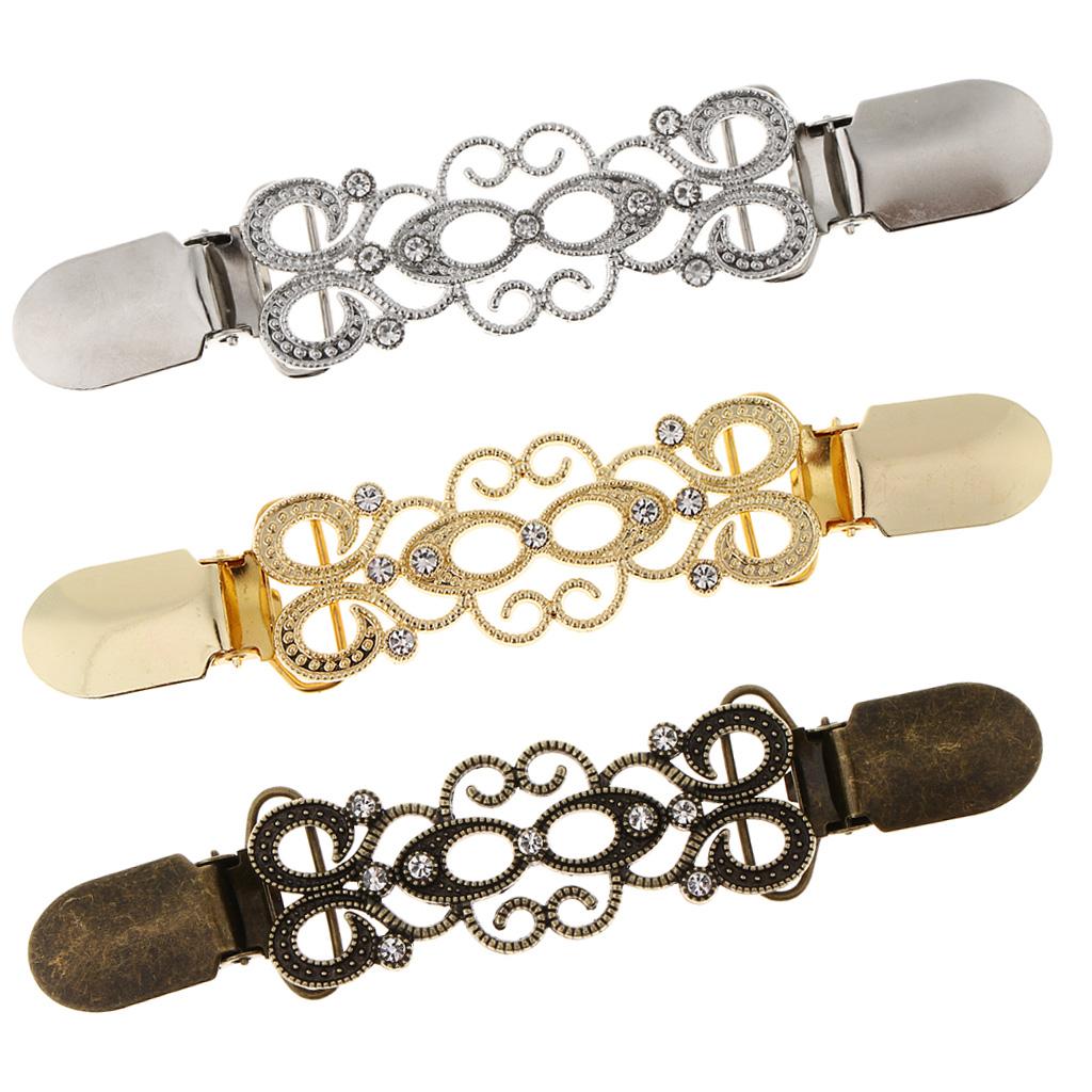 3pcs Retro Women Shawl Cardigan Sweater Duck Mouth Clip Shirt Collar Clasps