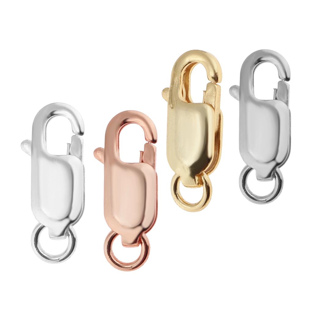 4Pcs 925 Sterling Metal Lobster Clasp Split Ring Jewelry Keychain DIY 10mm