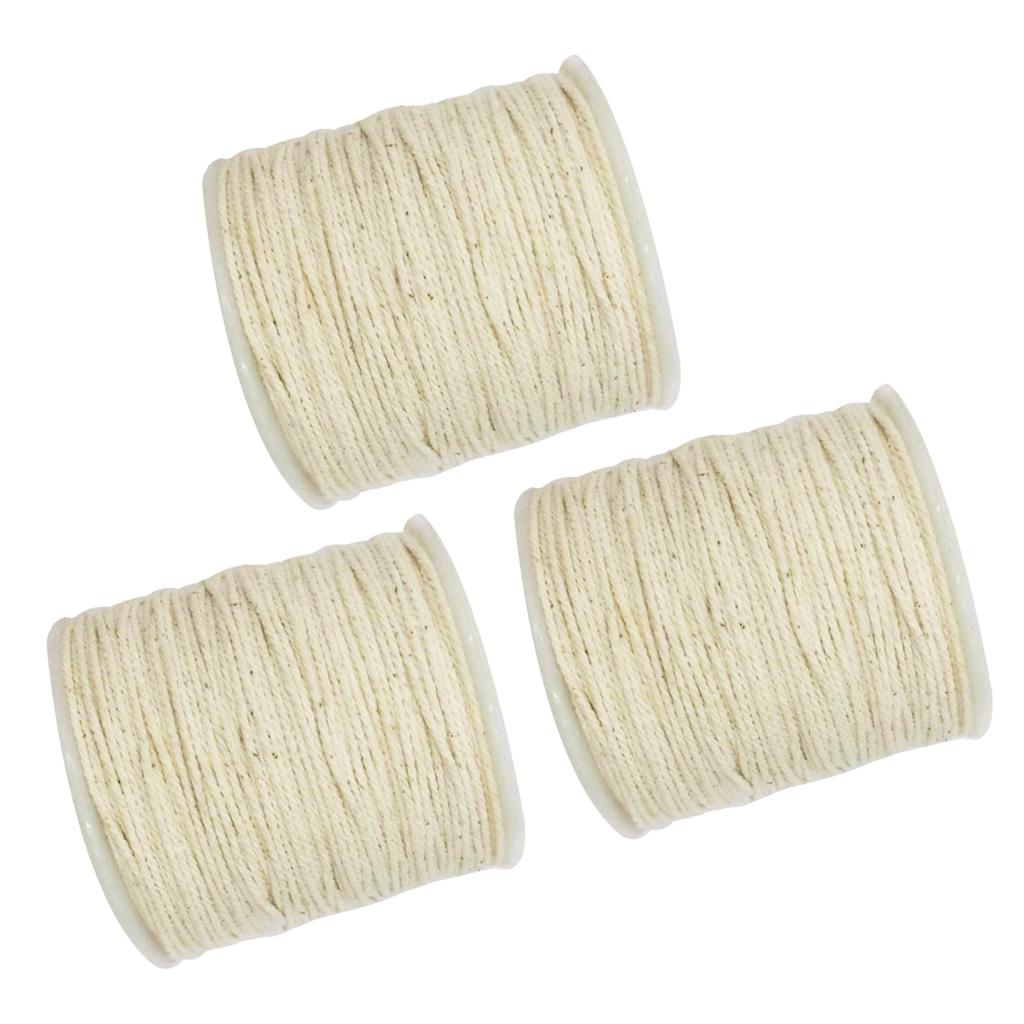 3Pcs 100m 1mm Rustic Cotton Rope Braided Twisted Cord Twine Craft Raw White