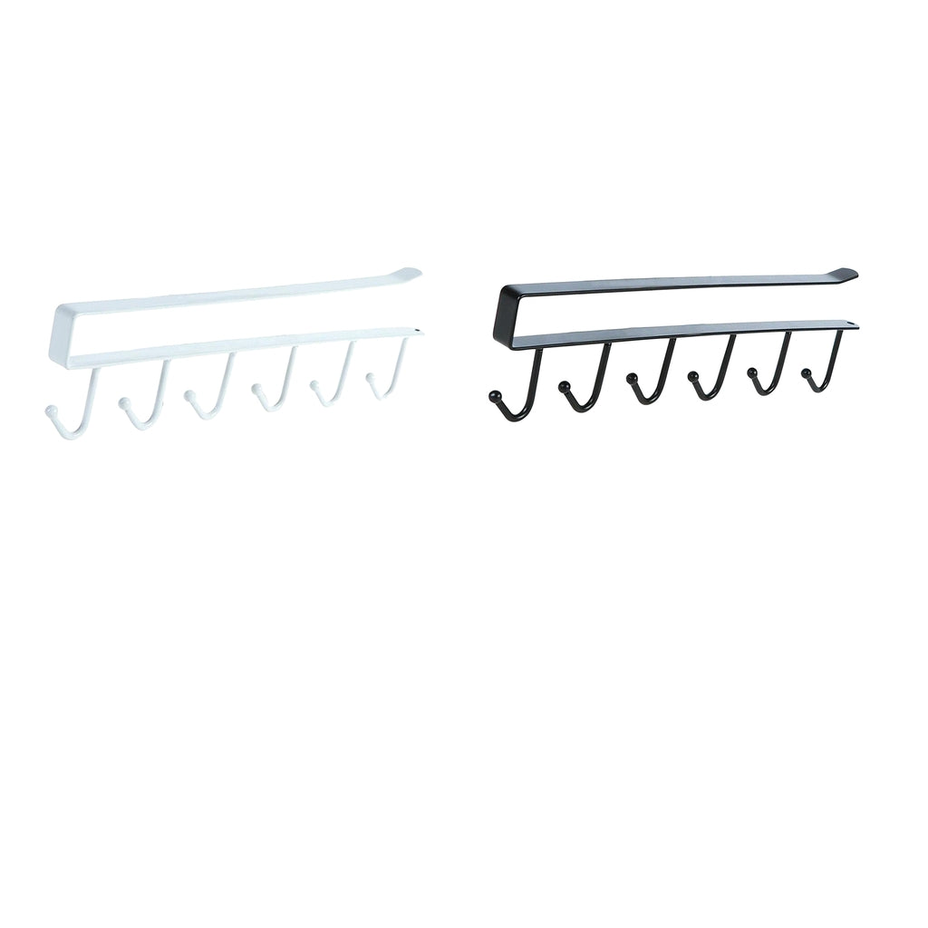 2Pcs 6 Hook Kitchen Under Shelf Cabinet Rack Mug Tea Cup Holder Storage Hook