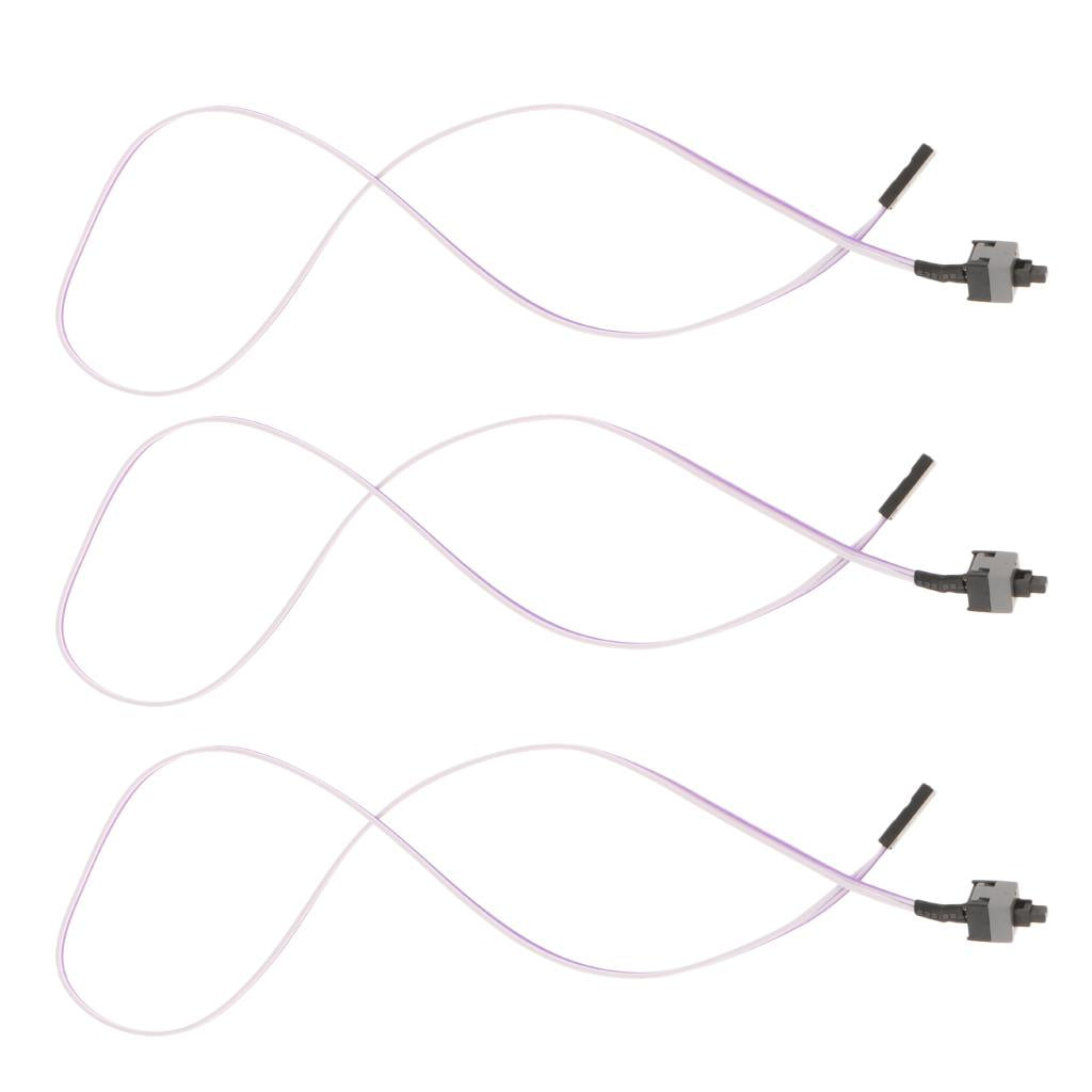 3Pcs PC Case Power Push Button Cable ATX Computer On/Off Switch Wire