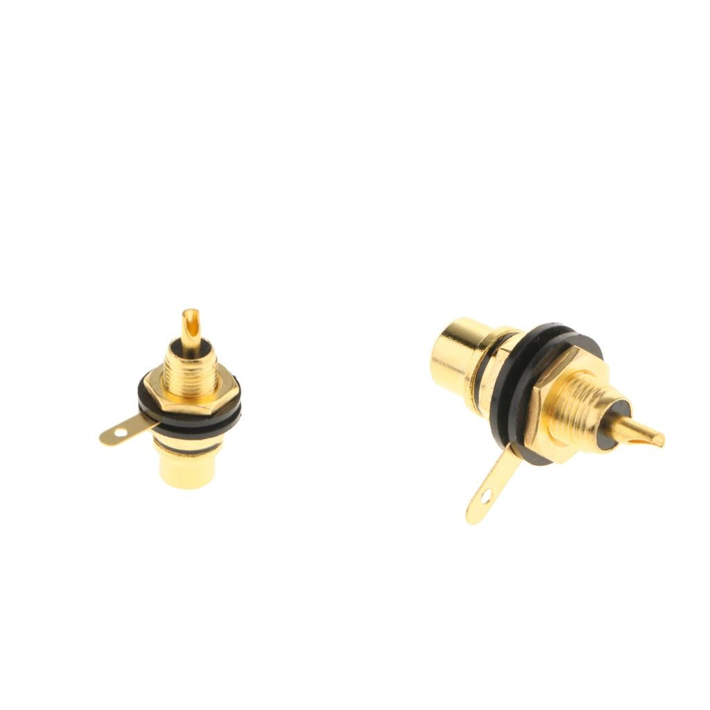 2x RCA Jack Plug Socket Audio Video Female Cable Connectors Adapter Black