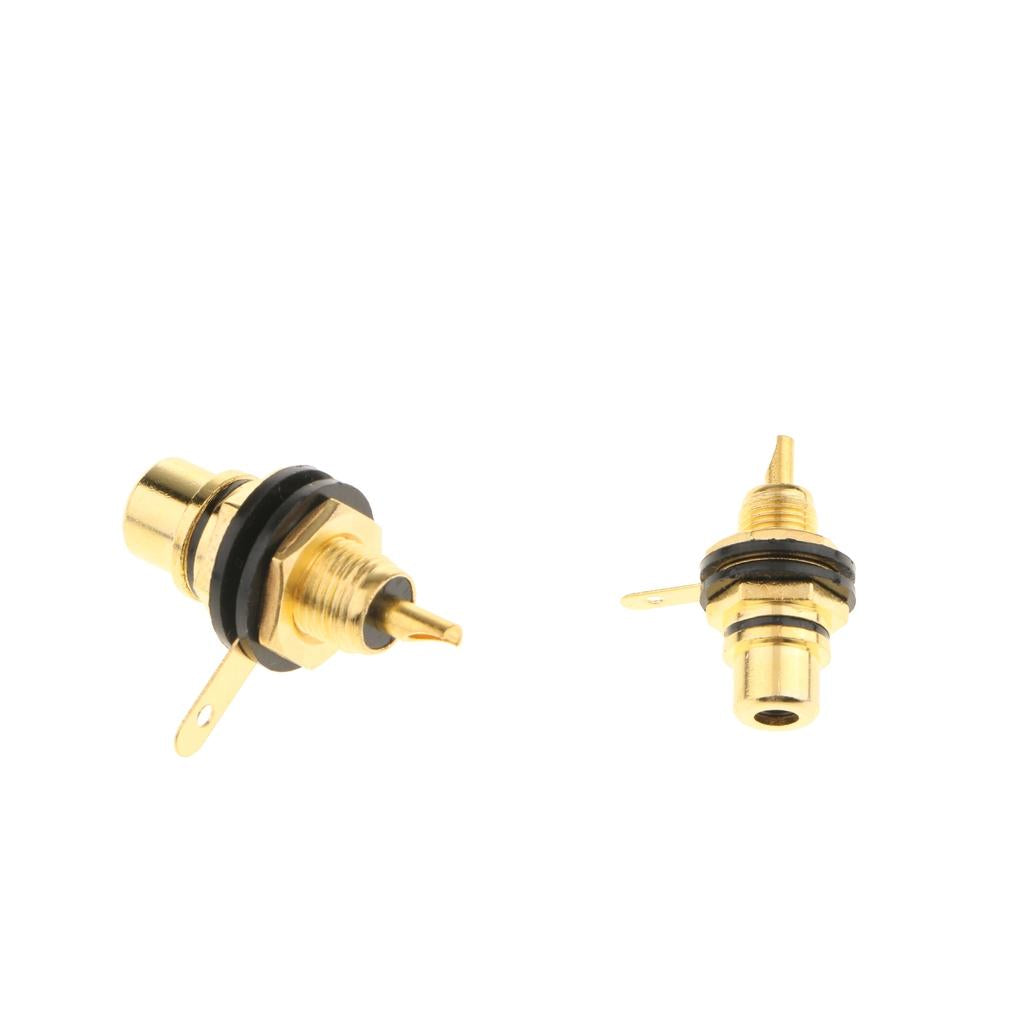 2x RCA Jack Plug Socket Audio Video Female Cable Connectors Adapter Black