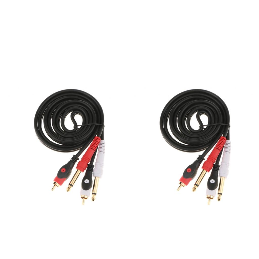 2x Instrument Audio Cable 6.5mm Male to RCA Male for Amplifier Mixer 1.5M