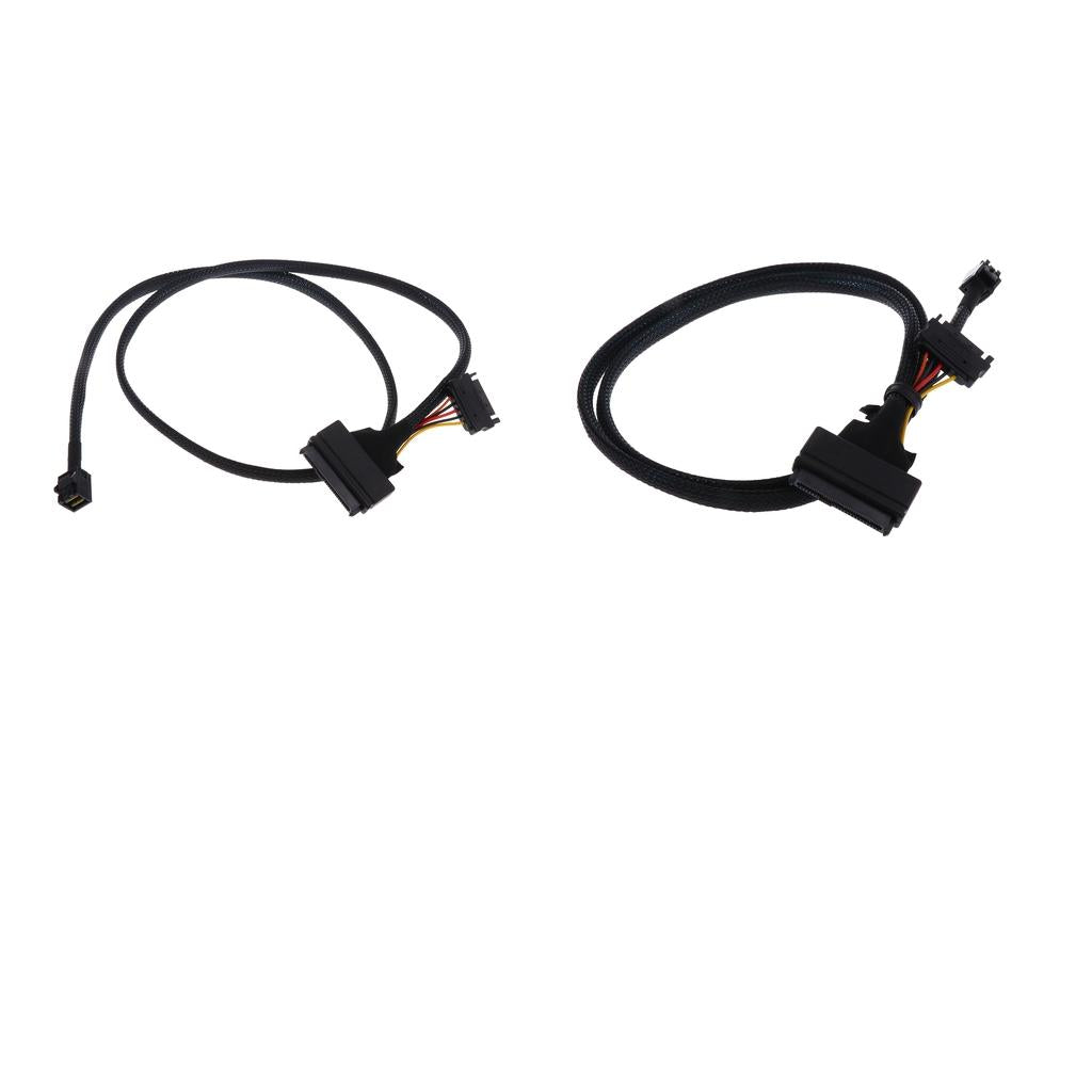 2Pcs 12G Mini SAS HD SFF-8643 to U.2 SFF-8639 Cable Cord with SATA power 1M